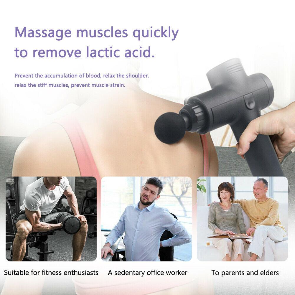 POWERFUL 6 Heads LCD Massage Gun | Percussion Vibration Muscle Therapy | Deep Tissue | Carbon Fiber
