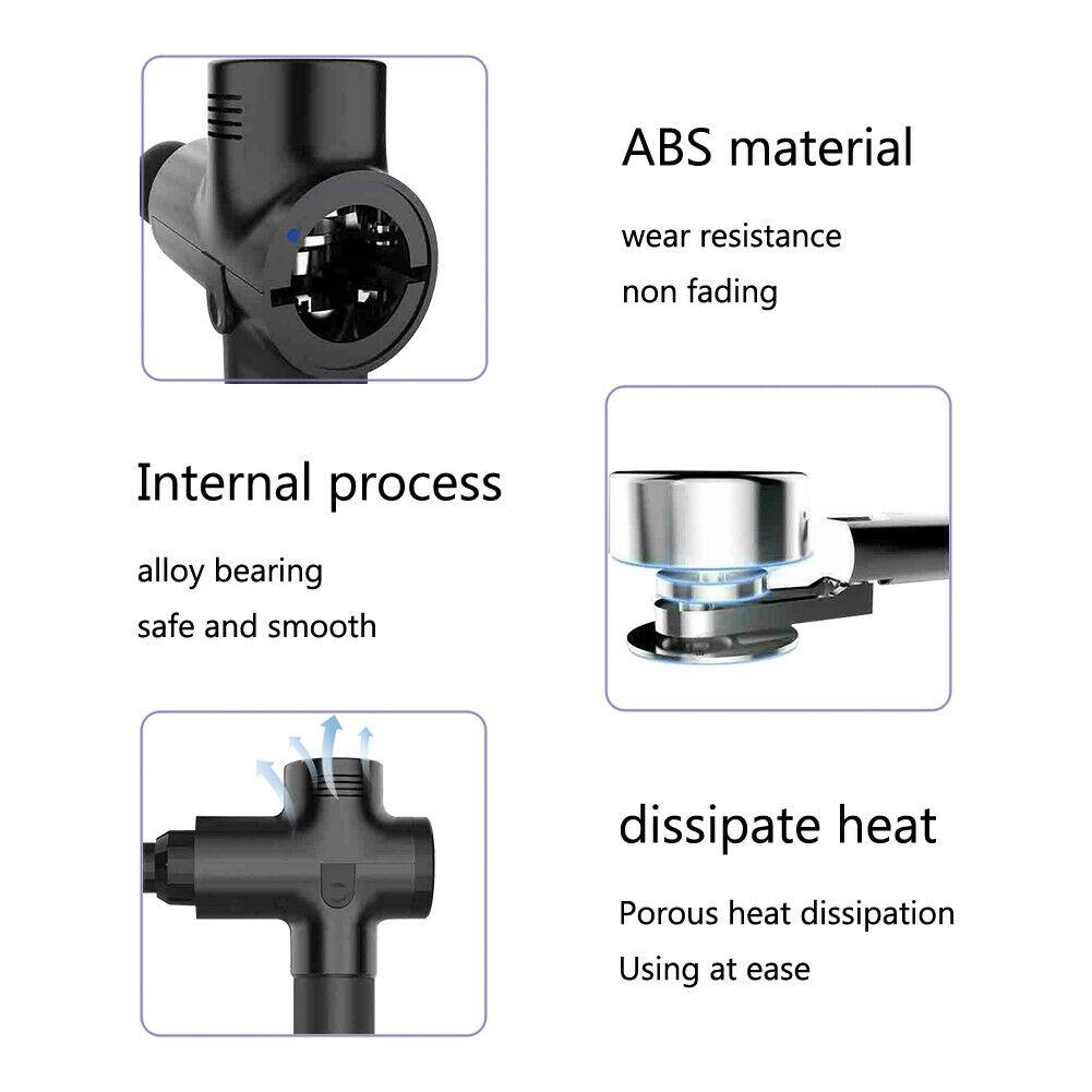 POWERFUL 6 Heads LCD Massage Gun | Percussion Vibration Muscle Therapy | Deep Tissue | Carbon Fiber