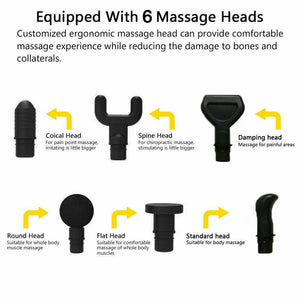 POWERFUL 6 Heads LCD Massage Gun | Percussion Vibration Muscle Therapy | Deep Tissue | Carbon Fiber