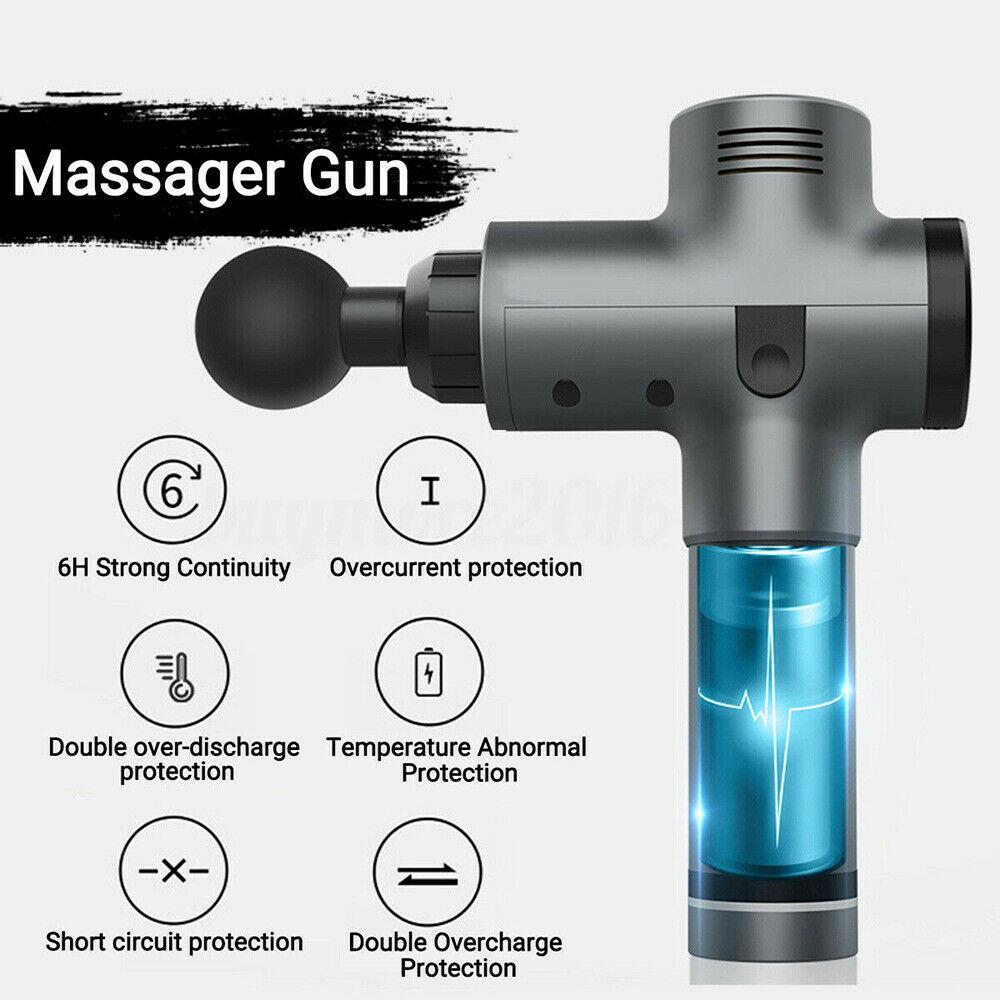 POWERFUL 6 Heads LCD Massage Gun | Percussion Vibration Muscle Therapy | Deep Tissue | Carbon Fiber