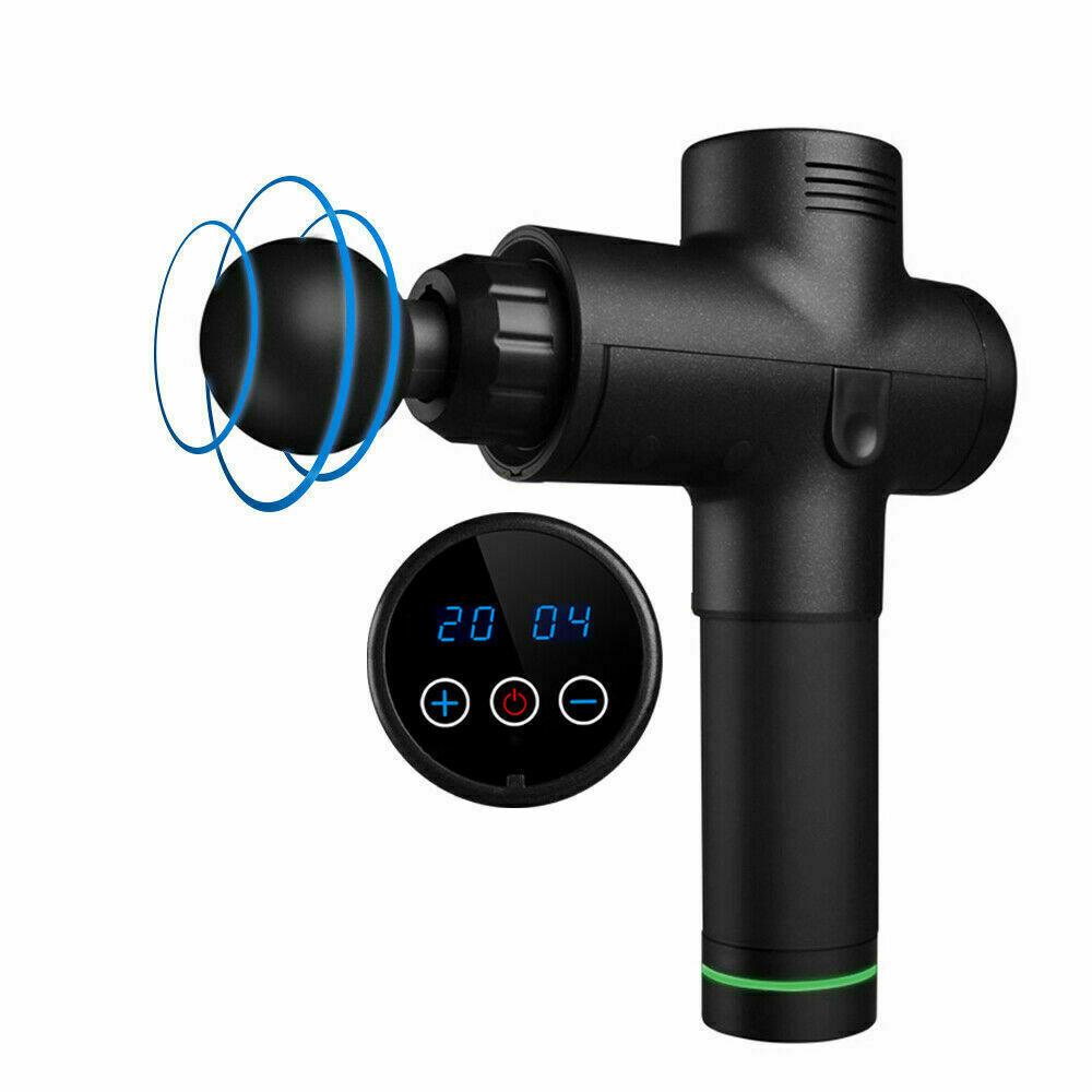 POWERFUL 6 Heads LCD Massage Gun | Percussion Vibration Muscle Therapy | Deep Tissue | Carbon Fiber