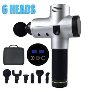 POWERFUL 6 Heads LCD Massage Gun | Percussion Vibration Muscle Therapy | Deep Tissue | Carbon Fiber