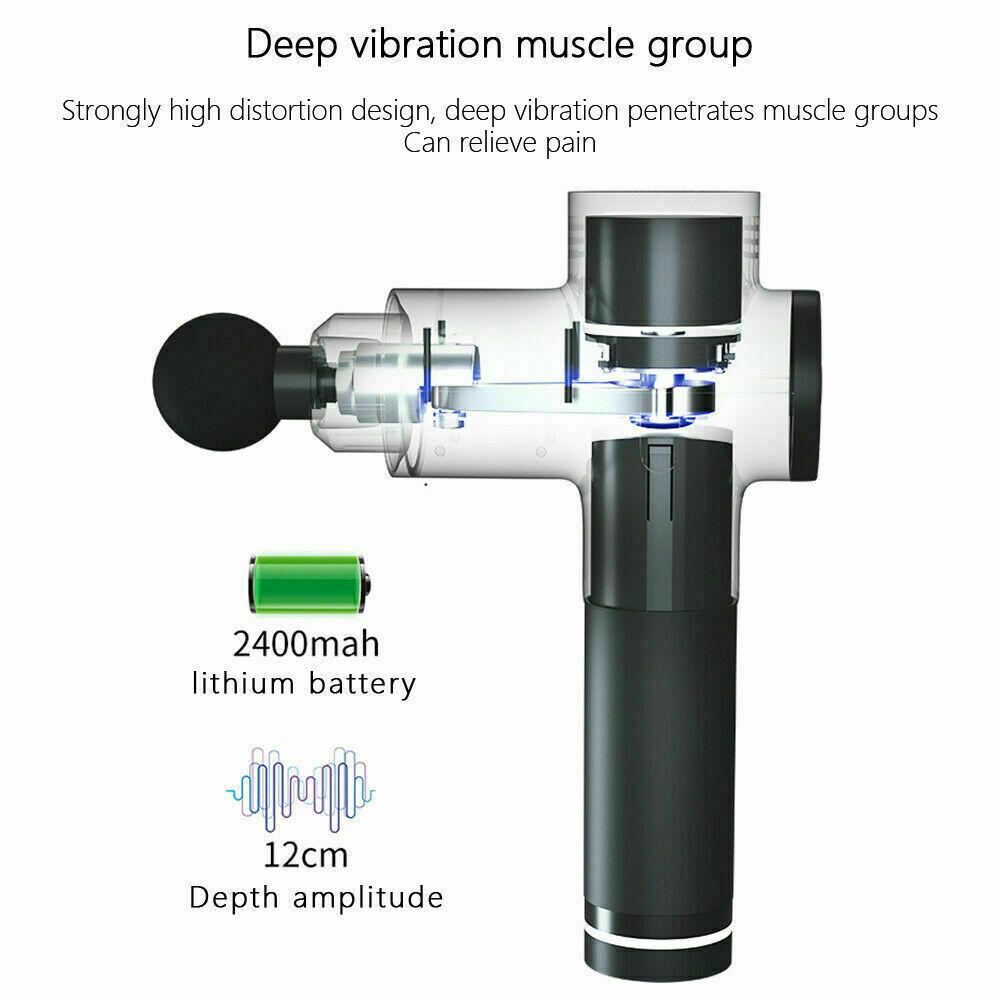 POWERFUL 6 Heads LCD Massage Gun | Percussion Vibration Muscle Therapy | Deep Tissue | Carbon Fiber