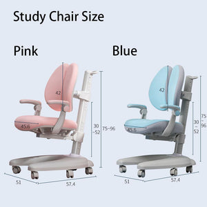 Children's Ergonomic Study Chair | Solid Rubber Wood | Height Adjustable | Pink