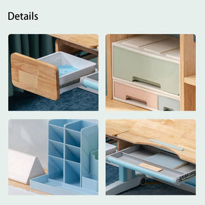 Solid Rubber Wood Height Adjustable Children's Desk & Chair Set | Pink & Blue