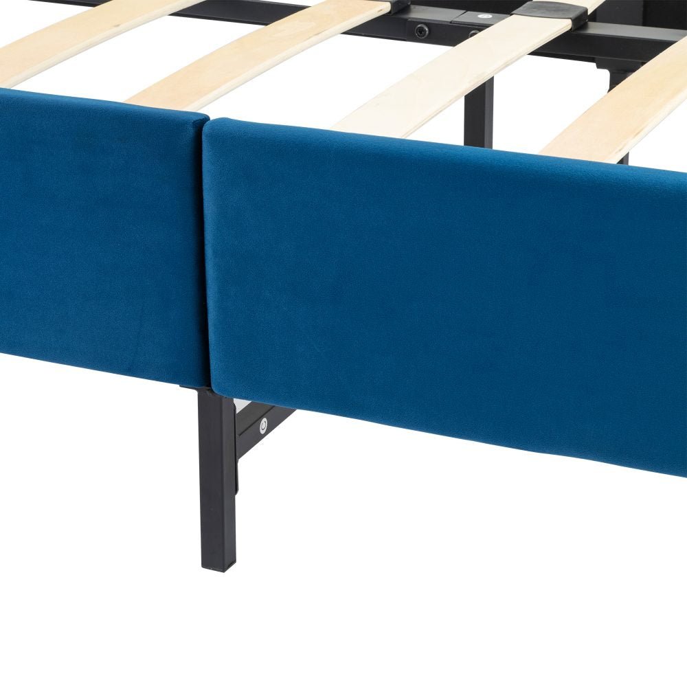 Velvet Blue Bed Frame - Double