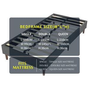 Bed Frame Mattress Foundation (Dark Grey) – Single