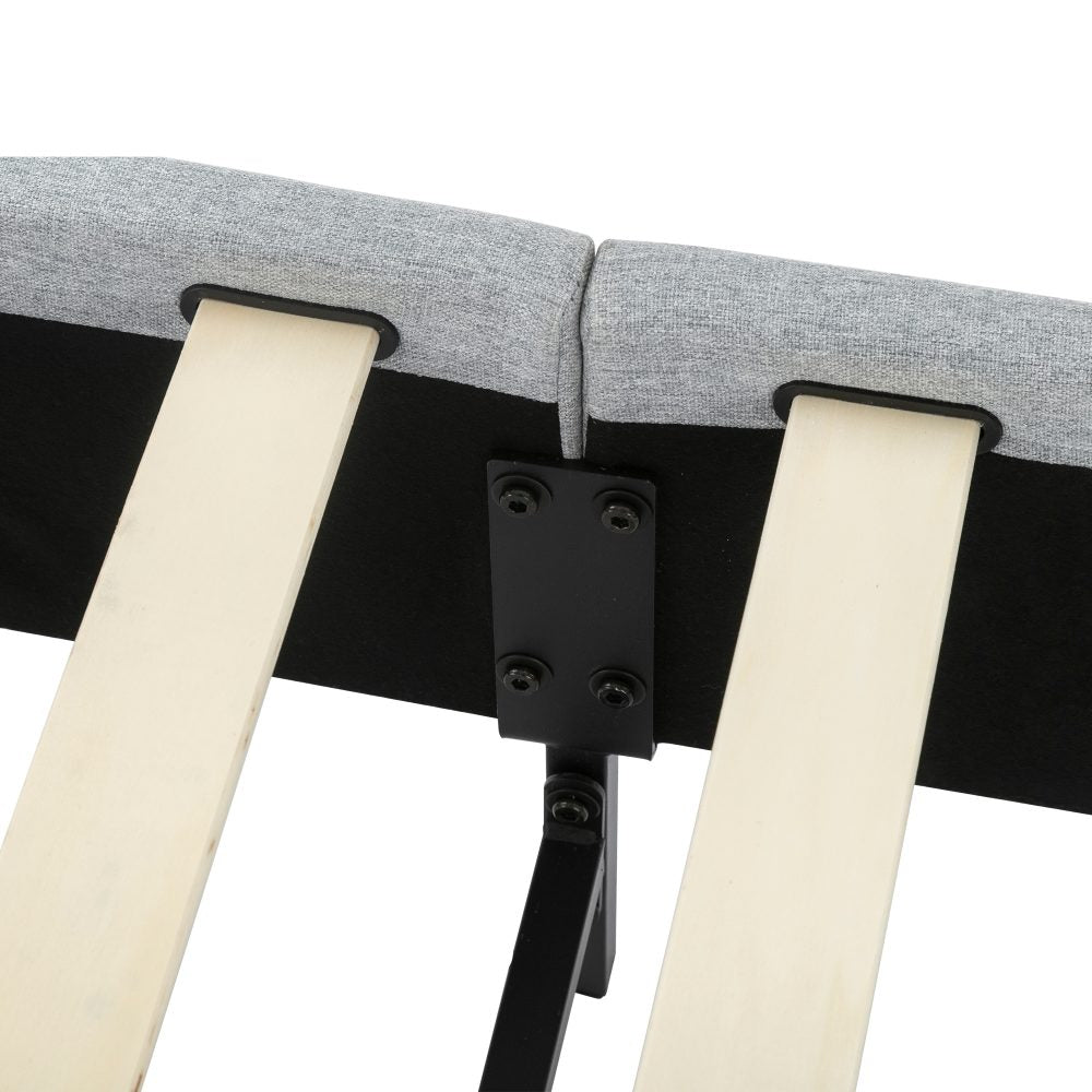 Bedframe with Wooden Slats (Light Grey) – Single