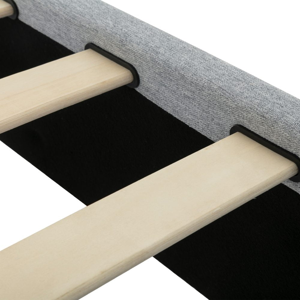 Bedframe with Wooden Slats (Light Grey) – Single