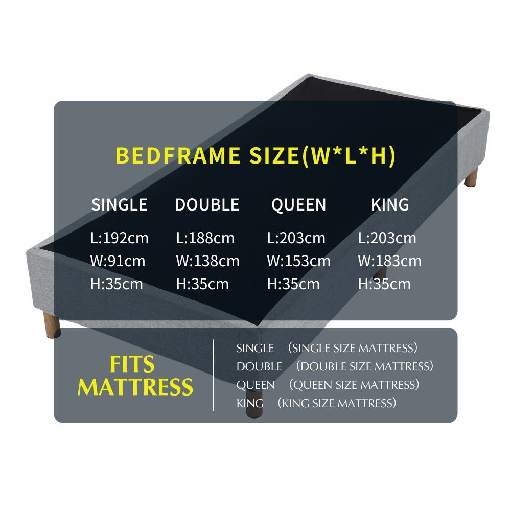 Metal Bedframe Mattress Foundation (Dark Grey) – Queen