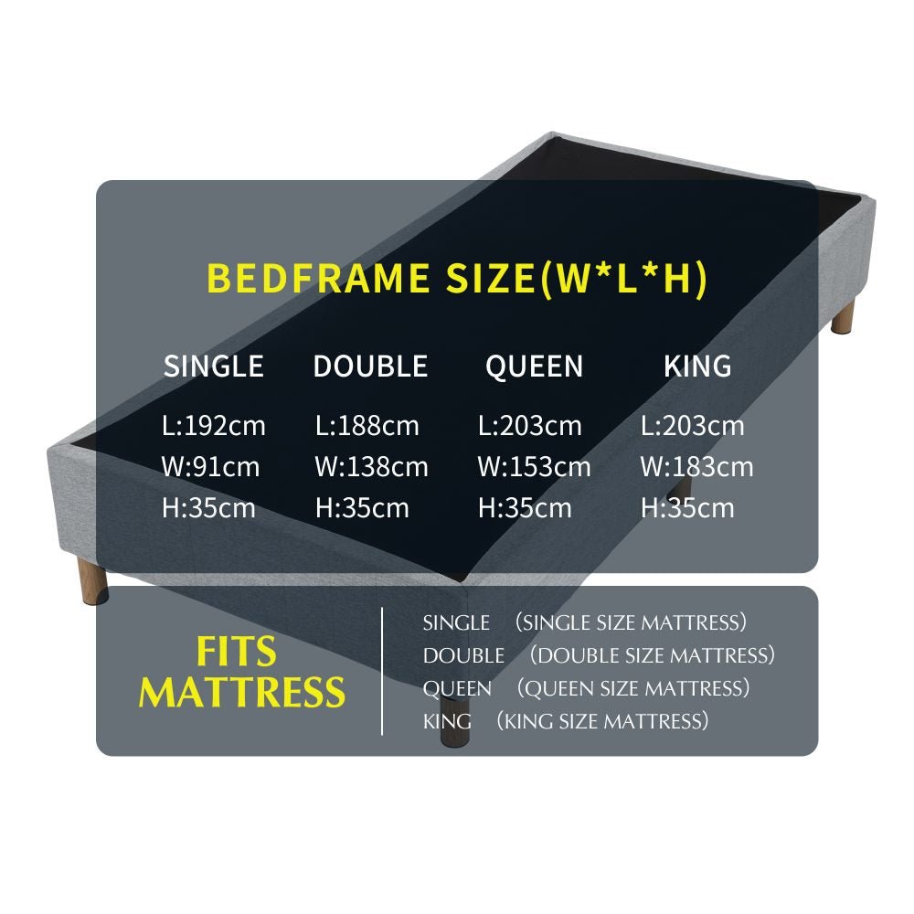 Metal Bedframe Mattress Foundation (Dark Grey) – Single
