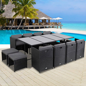 Bali 13PC Outdoor Dining Set - Black