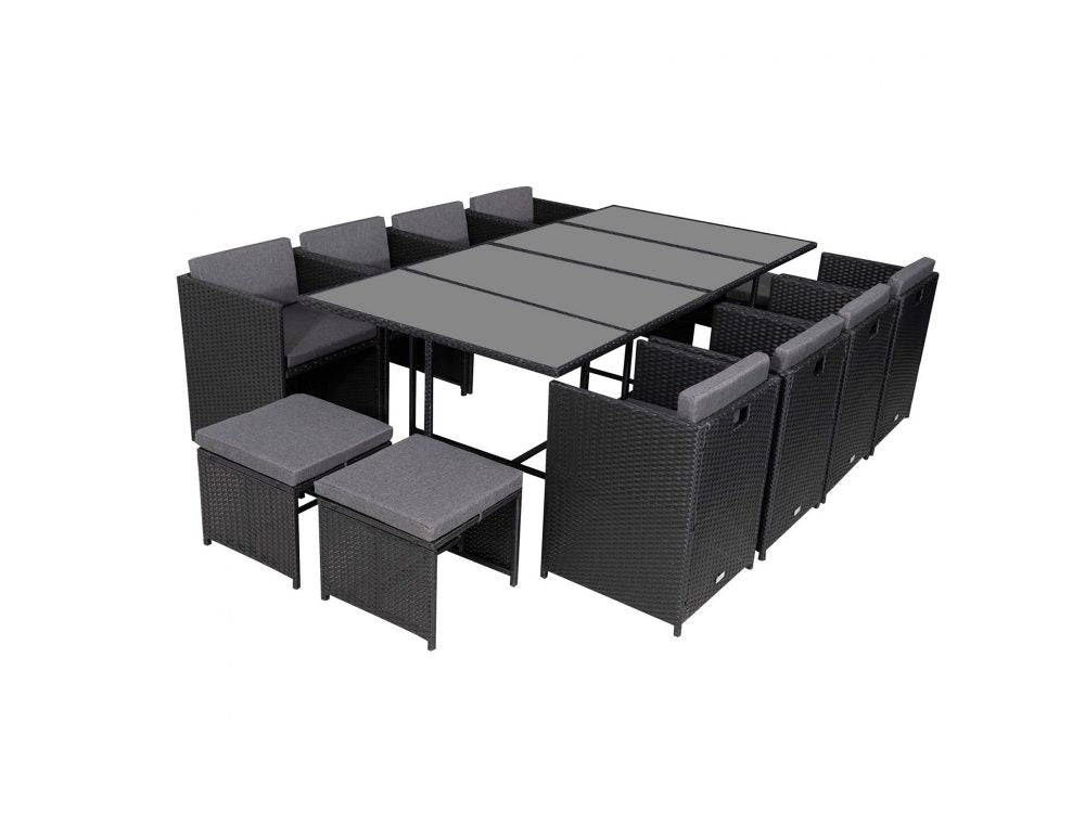 Bali 13PC Outdoor Dining Set - Black