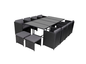 Bali 13PC Outdoor Dining Set - Black