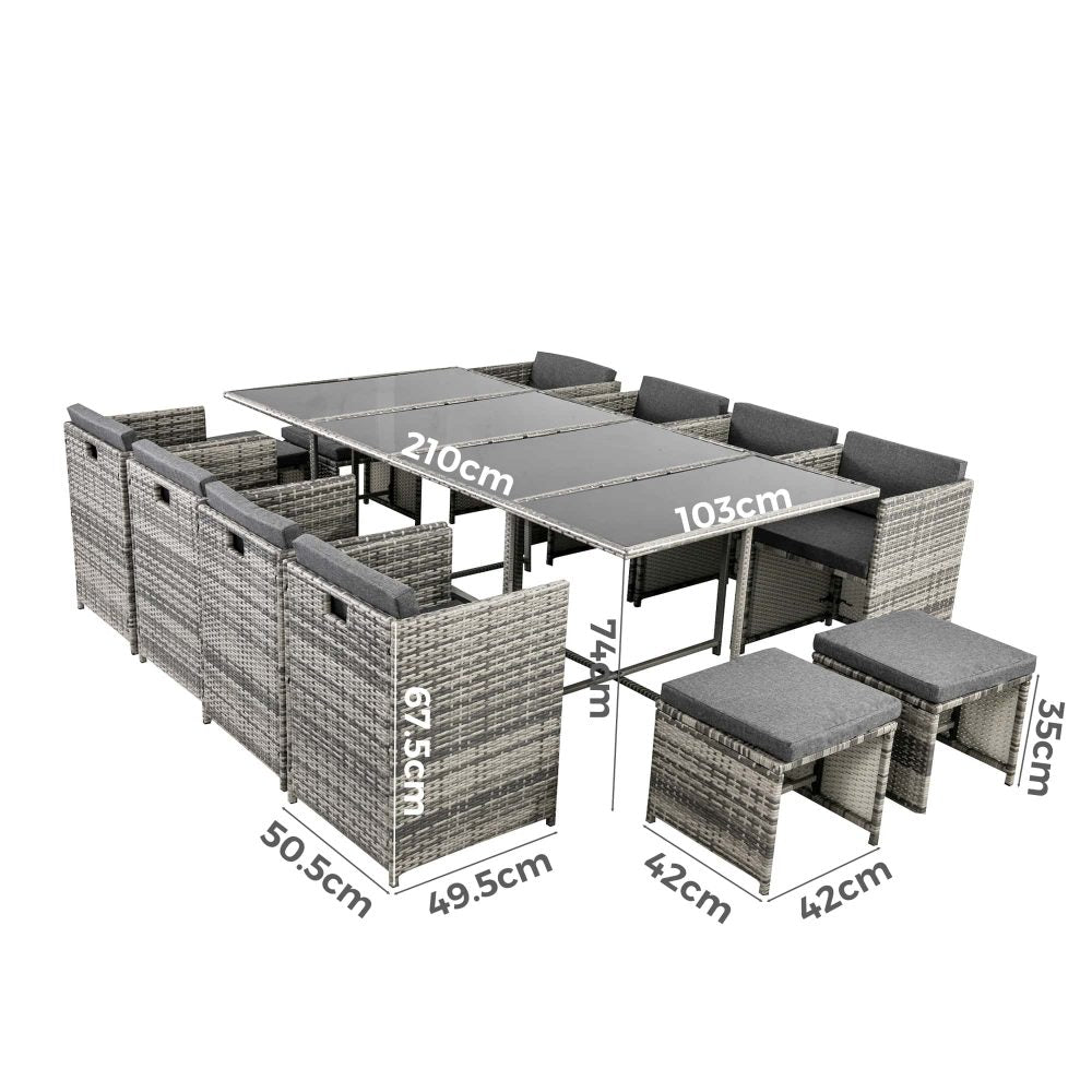 Outdoor Dining Set - Bali | 13PC | Grey