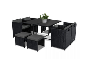 Horrocks 8 Seater Outdoor Dining Set – Black