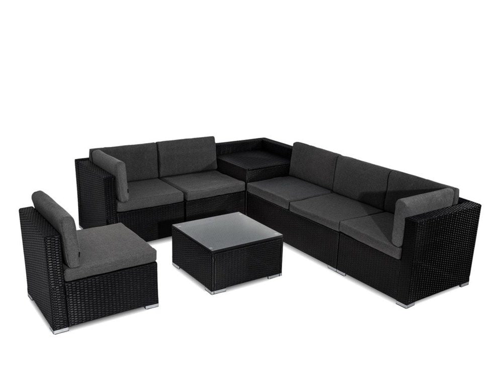 8PCS Outdoor Furniture Modular Lounge Sofa Lizard – Black