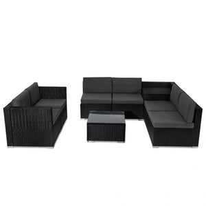 8PCS Outdoor Furniture Modular Lounge Sofa Lizard – Black