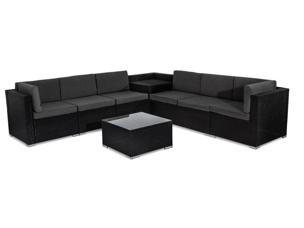 8PCS Outdoor Furniture Modular Lounge Sofa Lizard – Black