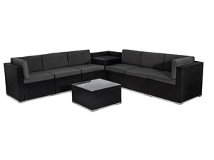 8PCS Outdoor Furniture Modular Lounge Sofa Lizard – Black