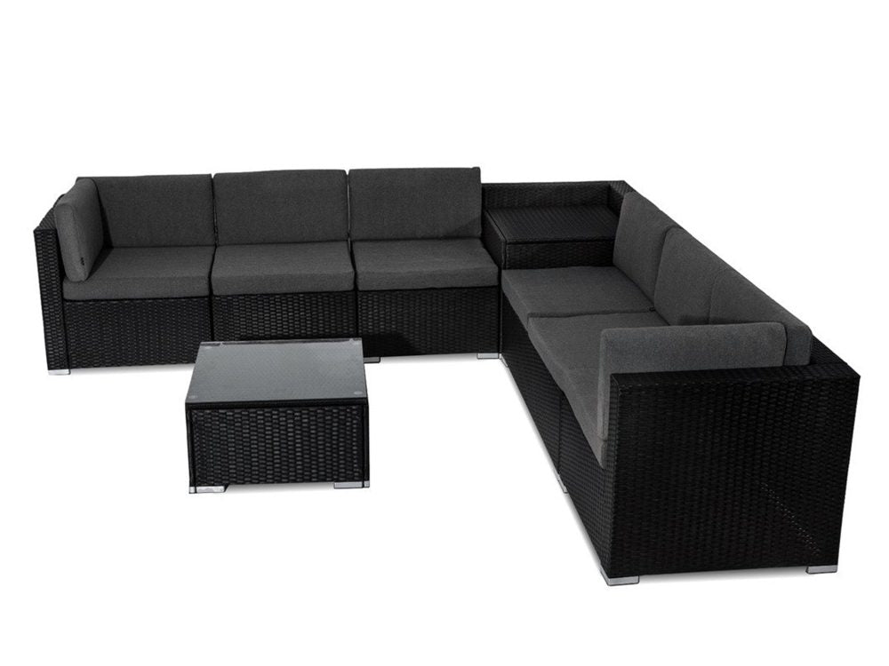 8PCS Outdoor Furniture Modular Lounge Sofa Lizard – Black