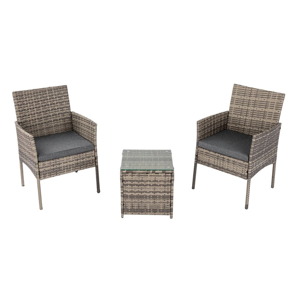 2 Seater PE Rattan Outdoor Furniture Chat Set- Mixed Grey