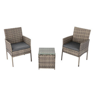 2 Seater PE Rattan Outdoor Furniture Chat Set- Mixed Grey