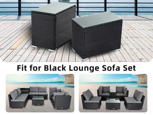 Outdoor Wicker End Table Black