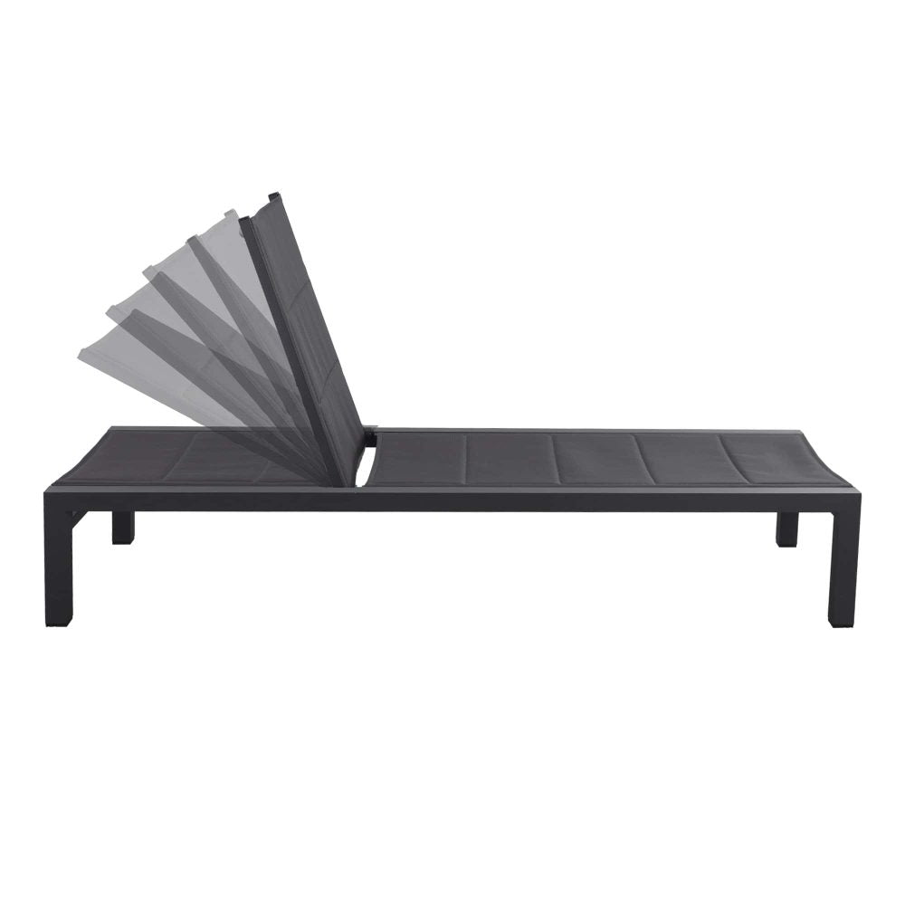 Adjustable Outdoor Sun Lounger - Aluminium in Dark Grey