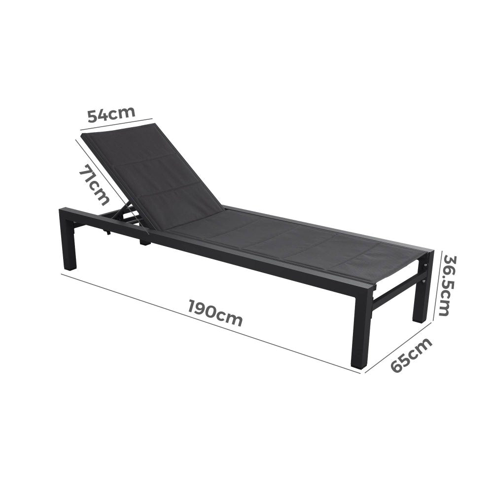 Adjustable Outdoor Sun Lounger - Aluminium in Dark Grey