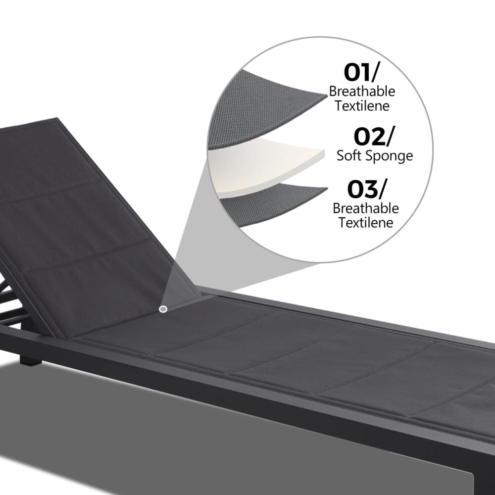 Adjustable Outdoor Sun Lounger - Aluminium in Dark Grey
