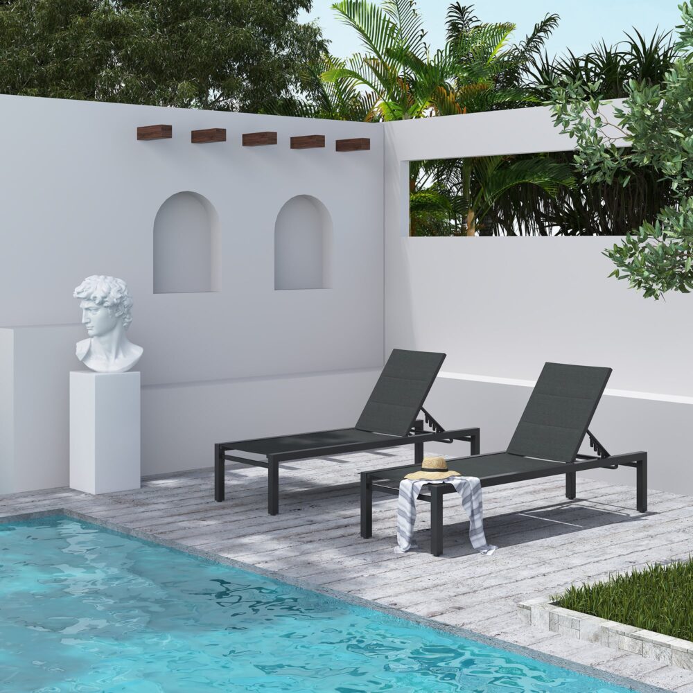 Adjustable Outdoor Sun Lounger - Aluminium in Dark Grey
