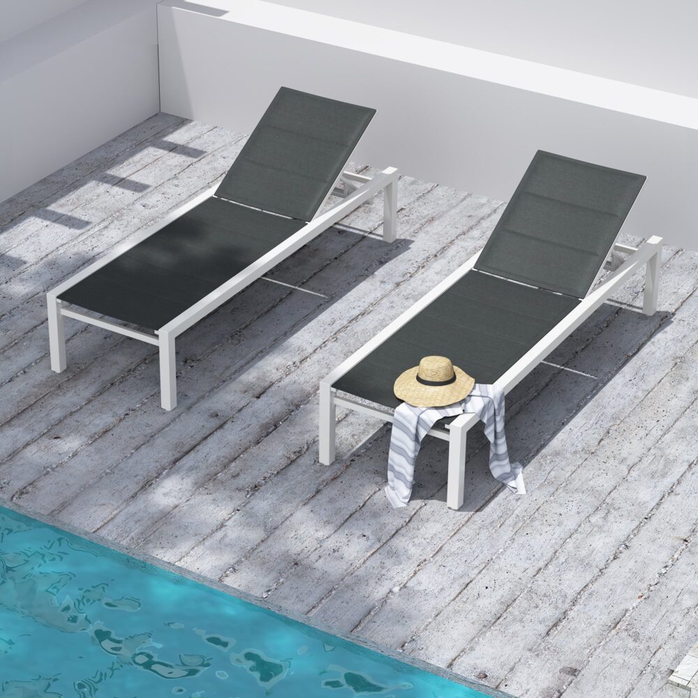 Adjustable Outdoor Sun Lounger - Aluminium in White