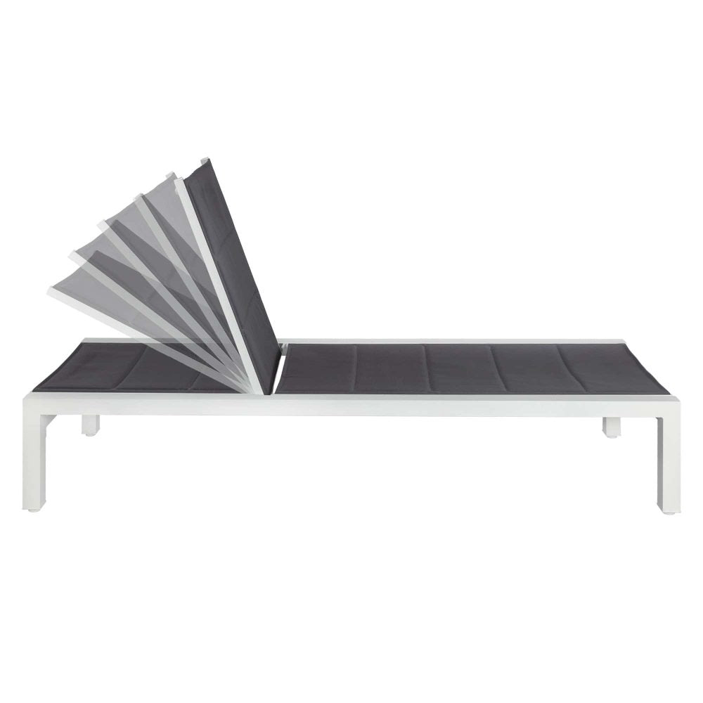 Adjustable Outdoor Sun Lounger - Aluminium in White