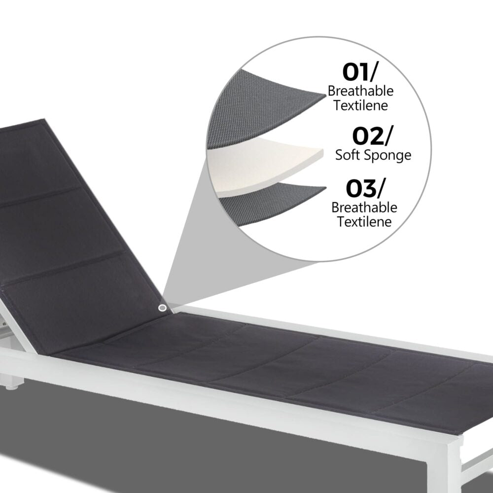 Adjustable Outdoor Sun Lounger - Aluminium in White
