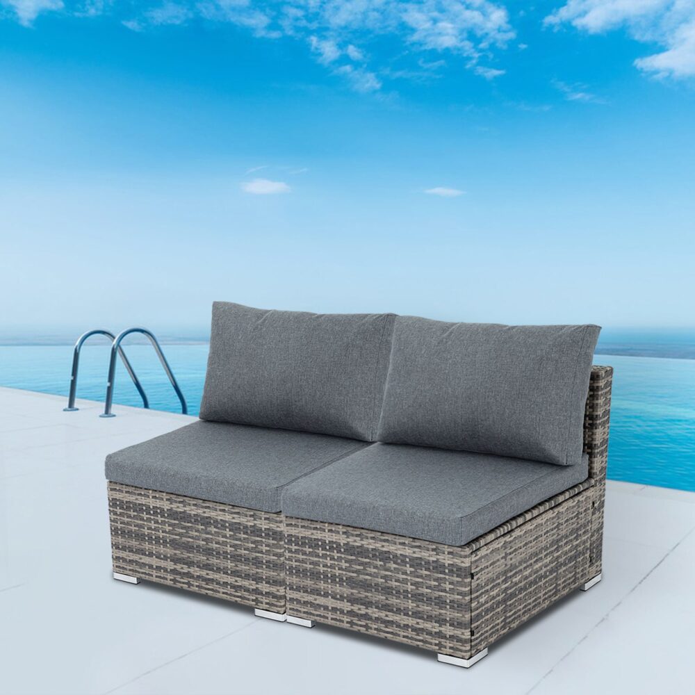 Grey Armless Outdoor Sofa Set | Stylish Patio Furniture