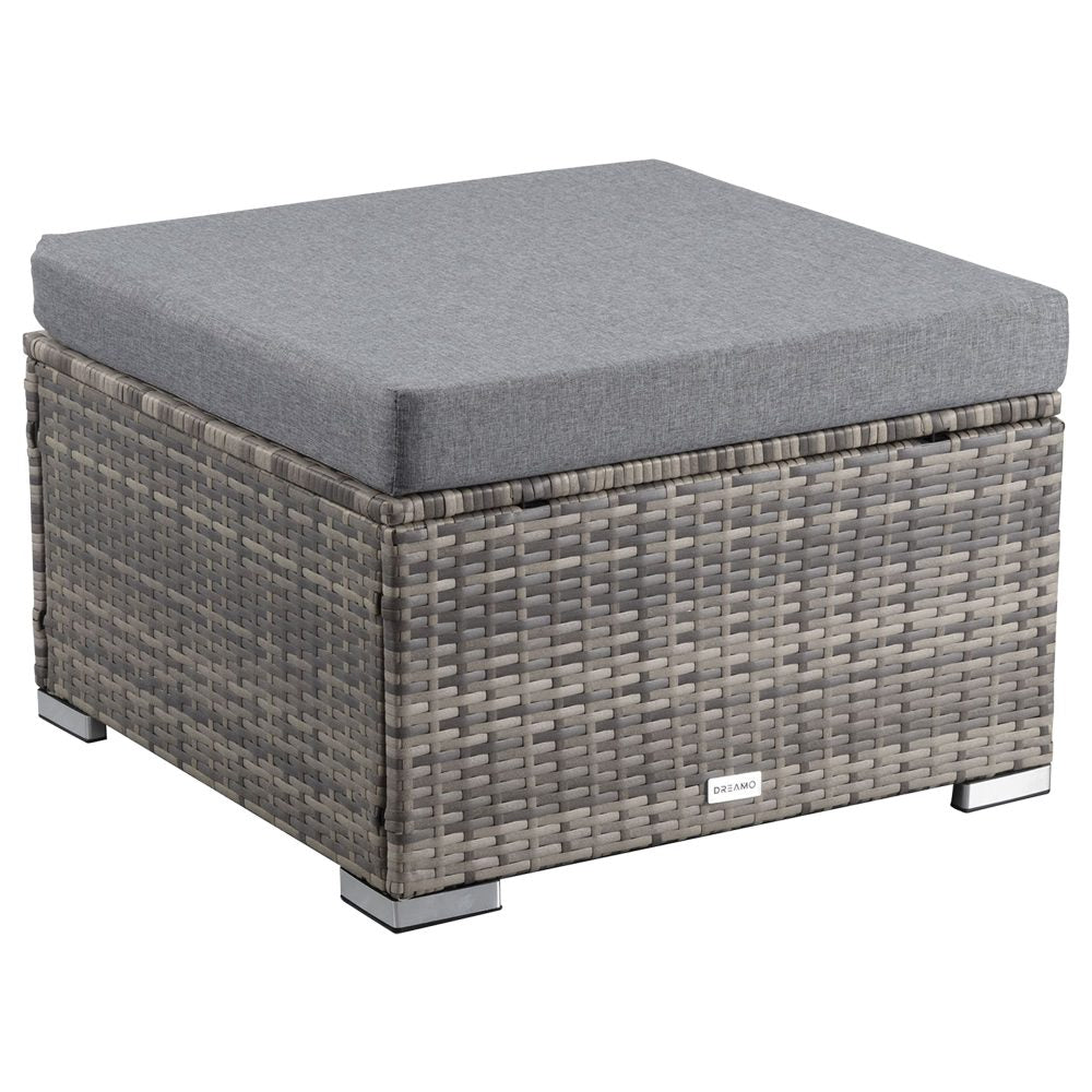 Outdoor Wicker Ottoman in Grey