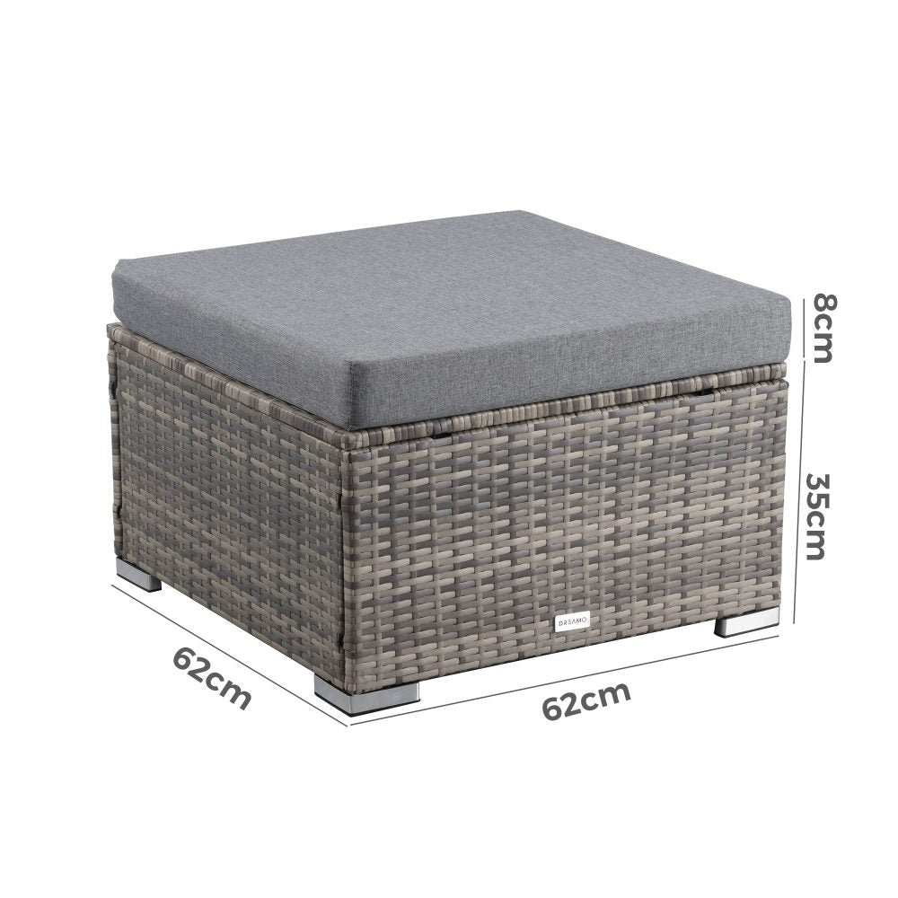 Outdoor Wicker Ottoman in Grey