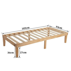 Natural Wooden Bed Base Single