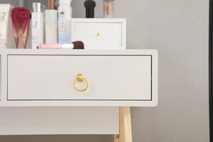 Dressing Vanity Table Stool Set | LED Lighted Mirror, Elegant White