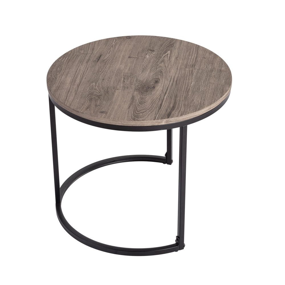 2 Piece Nesting Coffee Tables Set Dark Grey