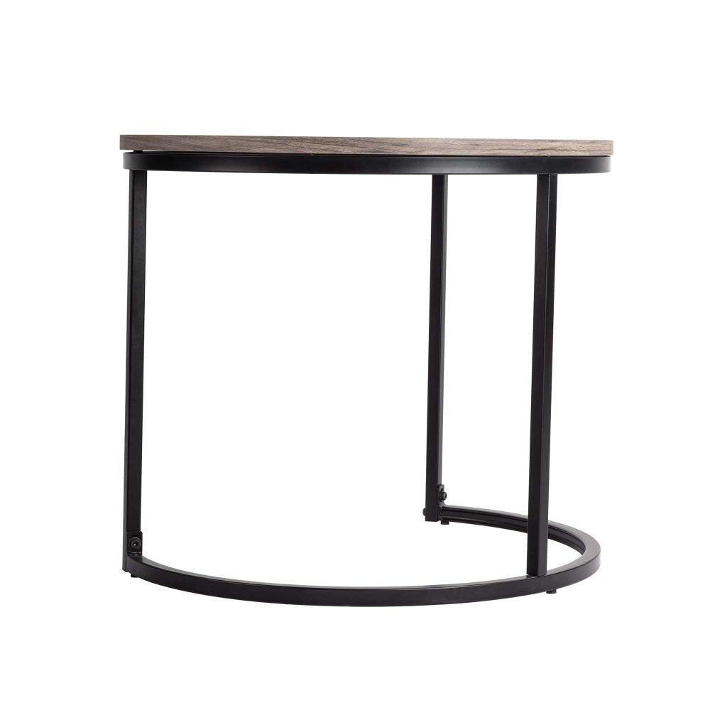 2 Piece Nesting Coffee Tables Set Dark Grey