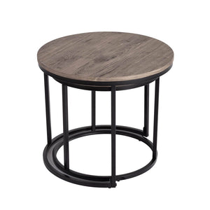 2 Piece Nesting Coffee Tables Set Dark Grey