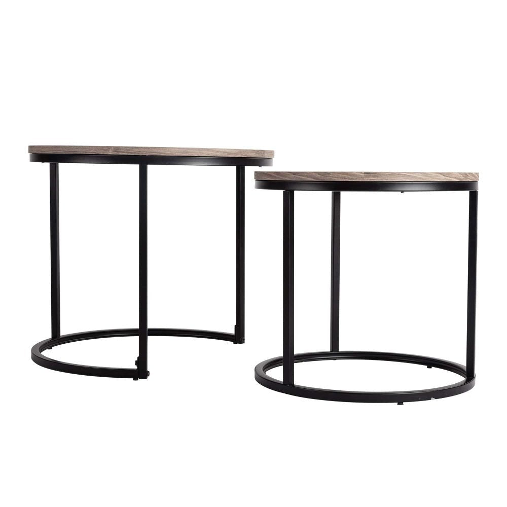 2 Piece Nesting Coffee Tables Set Dark Grey