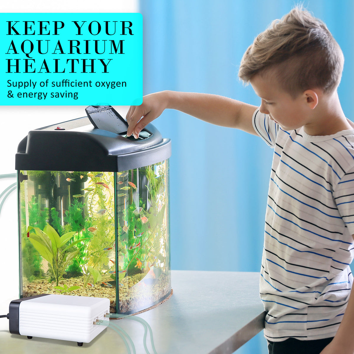 Dynamic Power White Aquarium Air Pump | Oxygen Hydroponic (4 Outlet, 670L/H, 8W)