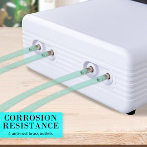 Dynamic Power White Aquarium Air Pump | Oxygen Hydroponic (4 Outlet, 670L/H, 8W)