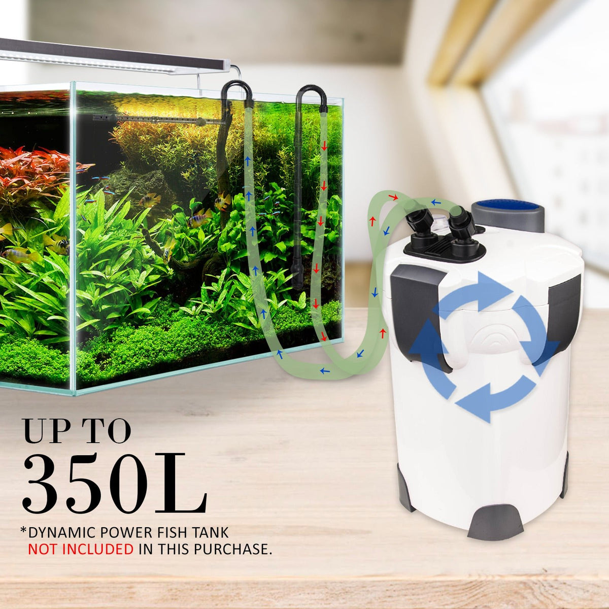 Dynamic Power Aquarium UV Light External Canister Filter 1400L/H + Media Kit - The Hippie House