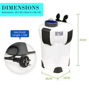 Dynamic Power Aquarium UV Light External Canister Filter 1400L/H + Media Kit - The Hippie House