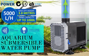 Dynamic Power Aquarium Submersible Water Pump 5000L/H 80W 3.8m Pond