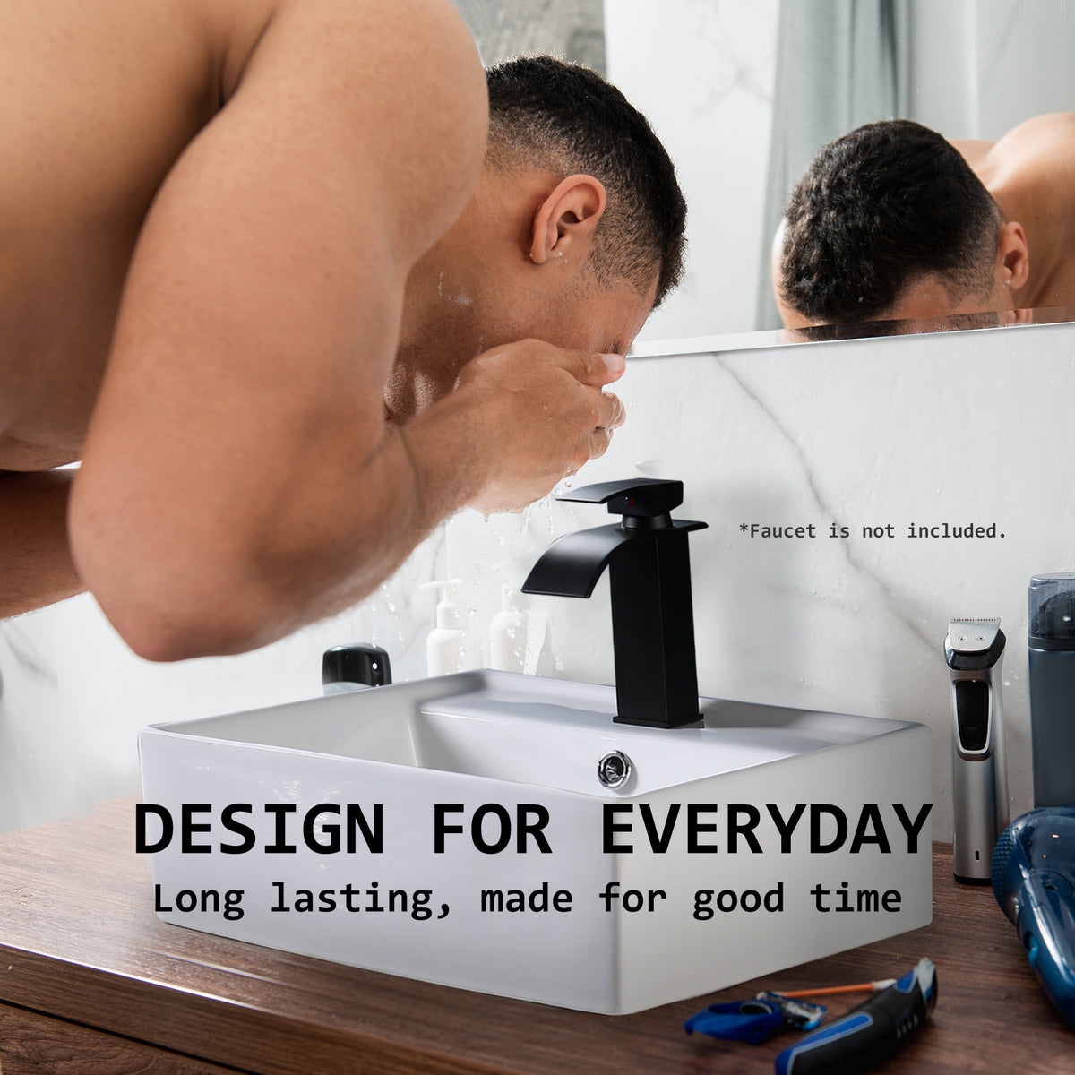 Muriel 42 x 42 x 15cm White Ceramic Bathroom Basin Vanity Sink Square Above Counter Top Mount Bowl - The Hippie House